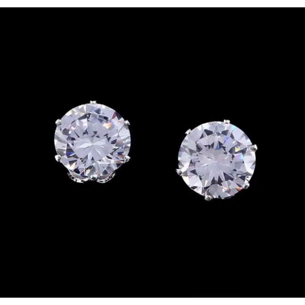 💖 Hypoallergenic Stainless Steel Cubic Zirconia Earrings 6mm NEW